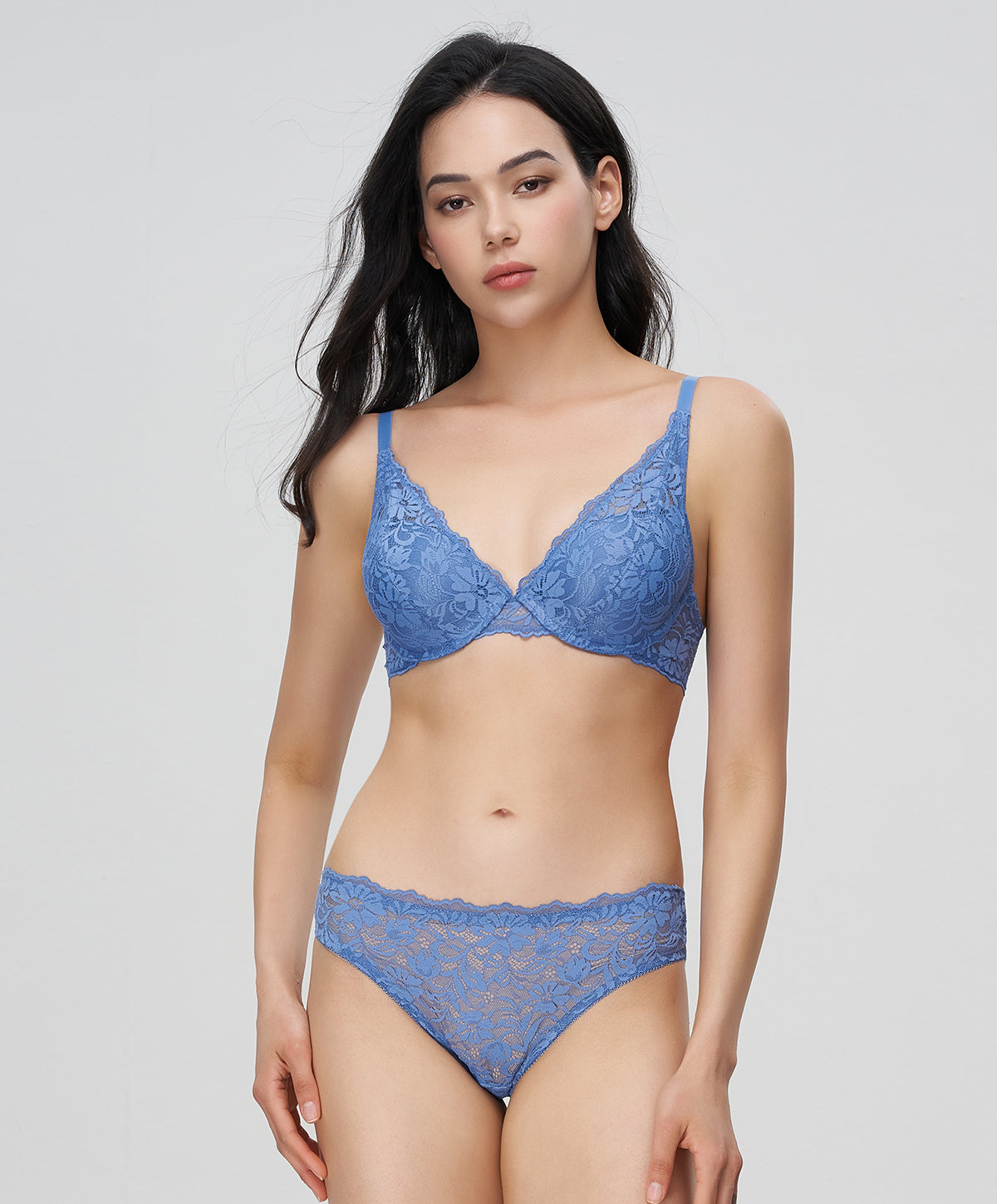 Susie Navy Blue Overall Floral Guipure Lace Push Up Bra