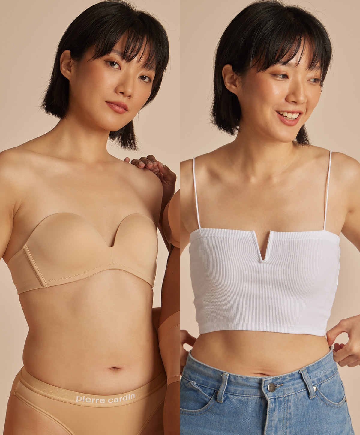 Biplut Women Solid Color Stretch Seamless Strapless Anti-slip Tube Top Bra  Underwear 