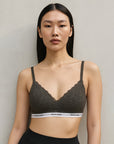 Lace Bralette with Logo Band