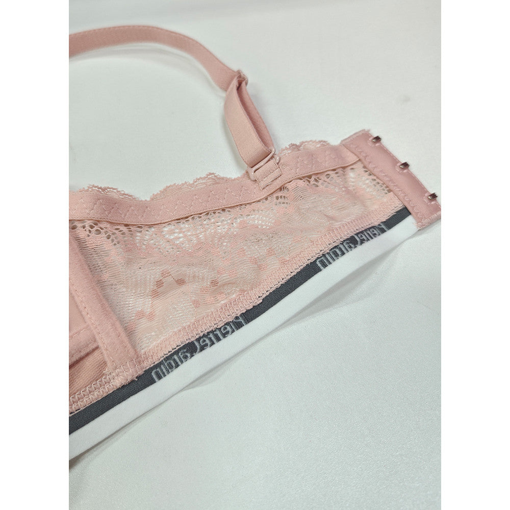 Lace Bralette with Logo Band